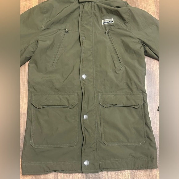 Hollister Green Military Field Jacket Hooded Casual - Picture 5 of 14